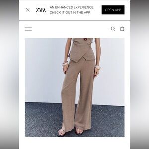 Zara Women's Beige Wide Leg Textured Pants